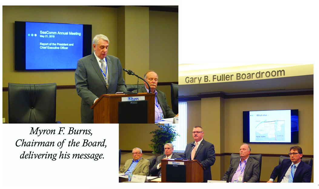 Myron F. Burns, Chairman of the Board, delivering his message.